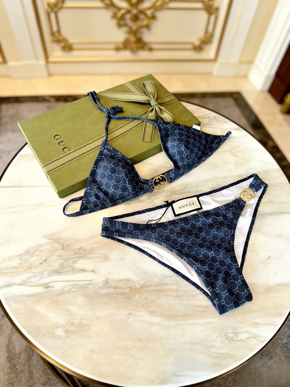 Gucci GG Print Triangle Bikini Set